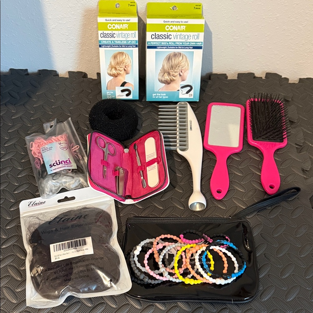 Pink Hair Brush Set accessories bundle